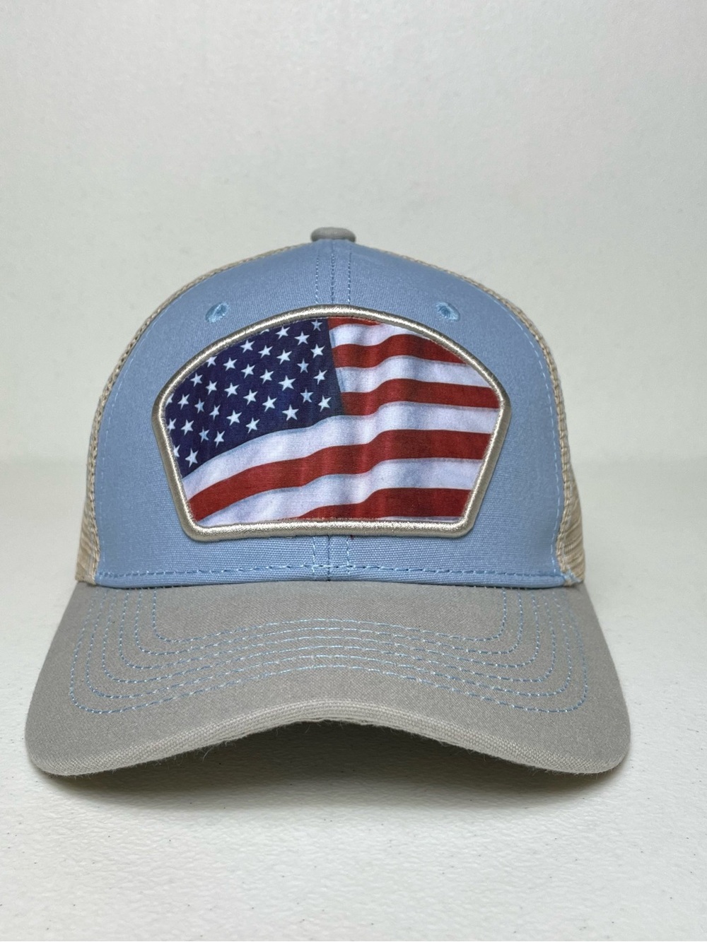 American USA Flag Baseball Snapback Cap – Blue, curved brim, Unisex
